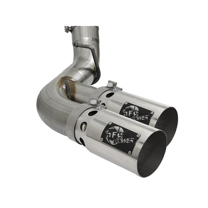 aFe Power Rebel XD 4 IN 409 Stainless Steel DPF-Back Exhaust w/Dual Black Tips GM Diesel Trucks 17-19 V8-6.6L (td) L5P
