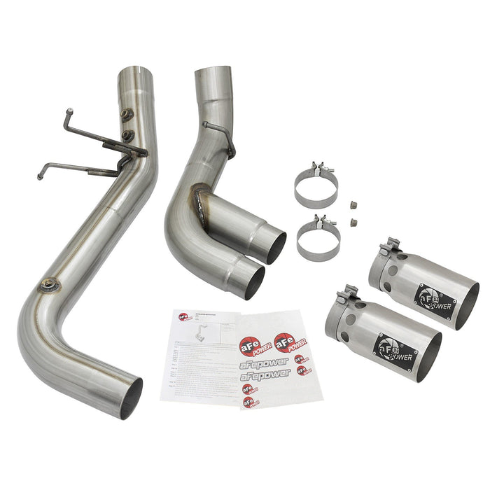 aFe Power Rebel XD 4 IN 409 Stainless Steel DPF-Back Exhaust w/Dual Black Tips GM Diesel Trucks 17-19 V8-6.6L (td) L5P