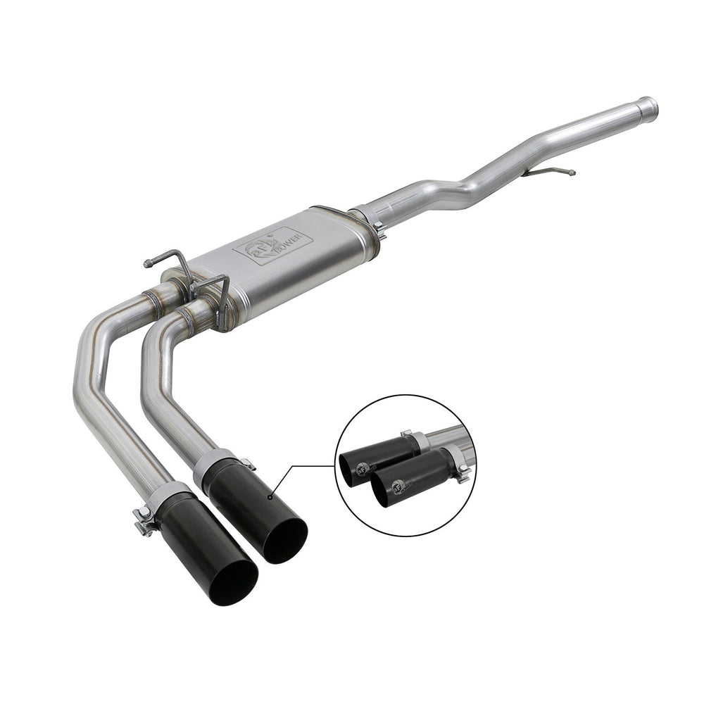 aFe Power Rebel Series 3 IN to 2-1/2 IN 409 Stainless Steel Cat-Back Exhaust w/ Black Tip GM Silverado/Sierra 1500 09-18 / Silverado LD/Sierra Limited 2019 V6-4.3/V8-4.8/5.3L