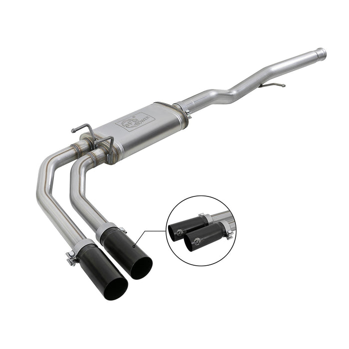 aFe Power Rebel Series 3 IN to 2-1/2 IN 409 Stainless Steel Cat-Back Exhaust w/ Black Tip GM Silverado/Sierra 1500 09-18 / Silverado LD/Sierra Limited 2019 V6-4.3/V8-4.8/5.3L