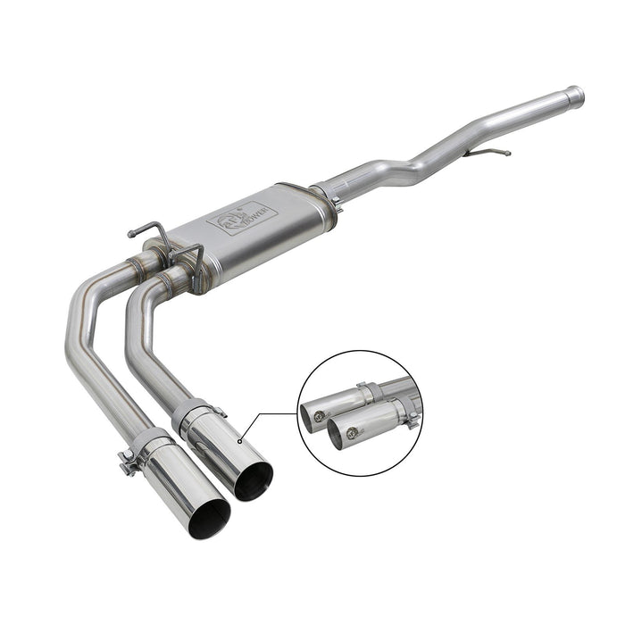 aFe Power Rebel Series 3 IN to 2-1/2 IN 409 Stainless Steel Cat-Back Exhaust w/ Black Tip GM Silverado/Sierra 1500 09-18 / Silverado LD/Sierra Limited 2019 V6-4.3/V8-4.8/5.3L