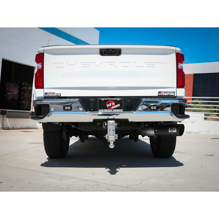 aFe Power Large Bore-HD 5 IN 409 Stainless Steel DPF-Back Exhaust System w/Black Tip GM Diesel Trucks 2020 V8-6.6L (td) L5P