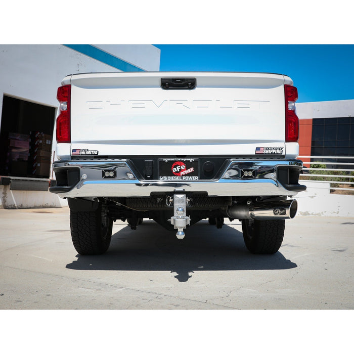 aFe Power Large Bore-HD 5 IN 409 Stainless Steel DPF-Back Exhaust System w/Black Tip GM Diesel Trucks 2020 V8-6.6L (td) L5P