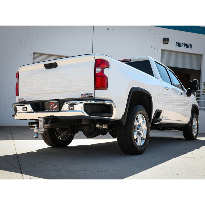 aFe Power Large Bore-HD 4 IN 409 Stainless Steel DPF-Back Exhaust System w/Black Tip GM Diesel Trucks 2020 V8-6.6L (td) L5P