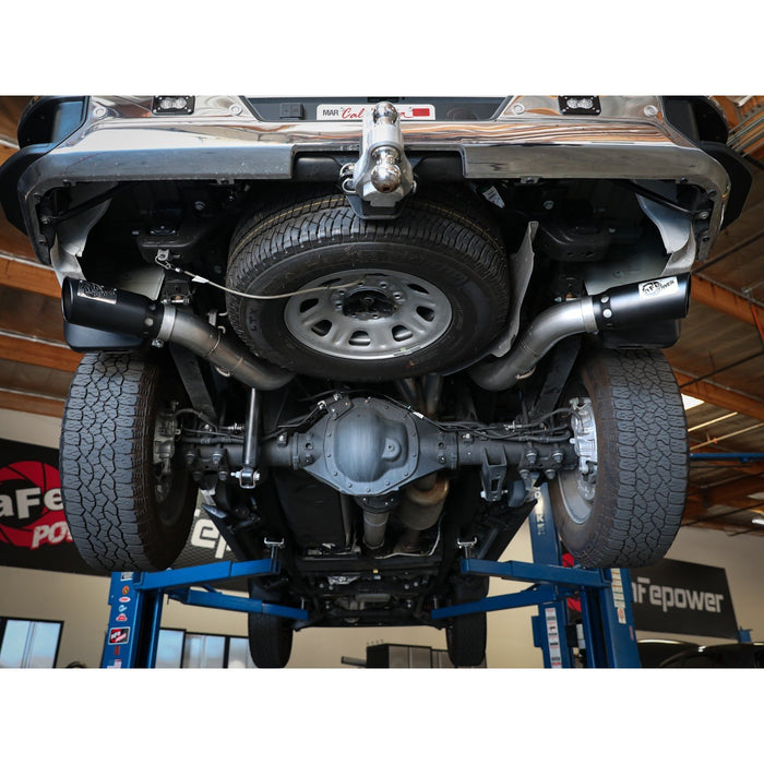 aFe Power Large Bore-HD 4 IN 409 Stainless Steel DPF-Back Exhaust System w/Black Tip GM Diesel Trucks 2020 V8-6.6L (td) L5P