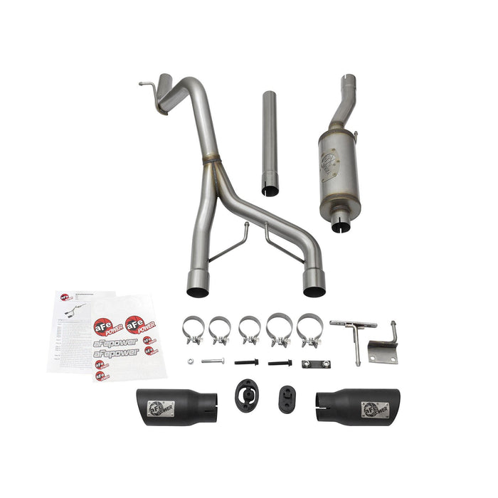 aFe Power Rebel Series 2-1/2 IN 409 Stainless Steel Cat-Back Exhaust System Jeep Wrangler (JK) 07-18 V6-3.6L/3.8L