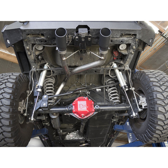 aFe Power Rebel Series 2-1/2 IN 409 Stainless Steel Cat-Back Exhaust System Jeep Wrangler (JK) 07-18 V6-3.6L/3.8L