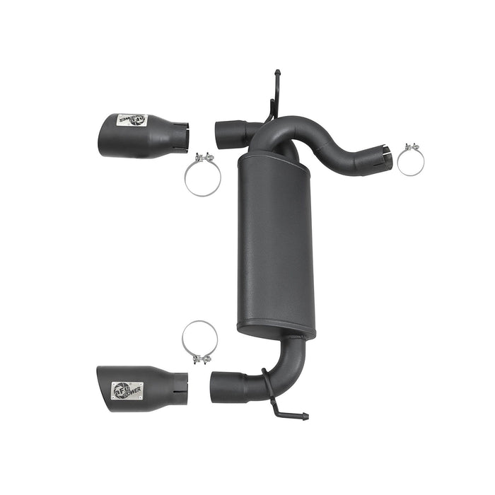 aFe Power Rebel Series 2-1/2 IN 409 Stainless Steel Axle-Back Exhaust System Jeep Wrangler (JK) 07-18 V6-3.6L/3.8L
