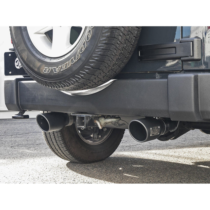 aFe Power Rebel Series 2-1/2 IN 409 Stainless Steel Axle-Back Exhaust System Jeep Wrangler (JK) 07-18 V6-3.6L/3.8L