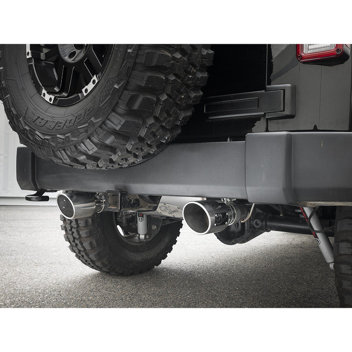 aFe Power Rebel Series 2-1/2 IN 409 Stainless Steel Axle-Back Exhaust System Jeep Wrangler (JK) 07-18 V6-3.6L/3.8L