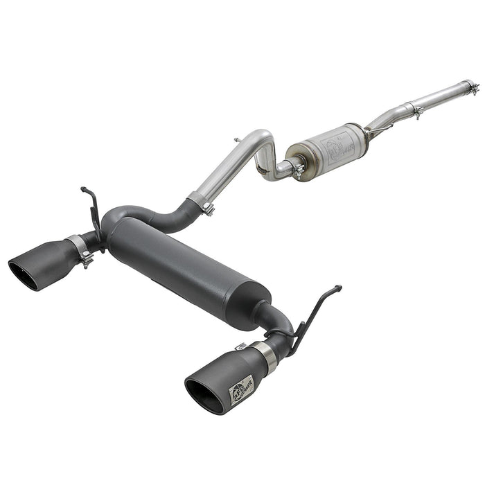 aFe Power Rebel Series 2-1/2 IN 409 Stainless Steel Cat-Back Exhaust System Jeep Wrangler (JK) 07-18 V6-3.6L/3.8L
