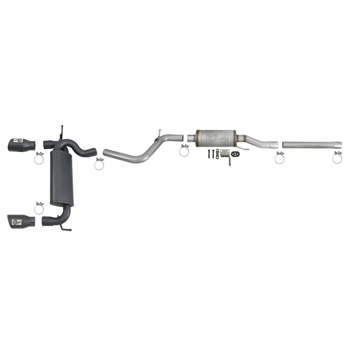 aFe Power Rebel Series 2-1/2 IN 409 Stainless Steel Cat-Back Exhaust System Jeep Wrangler (JK) 07-18 V6-3.6L/3.8L