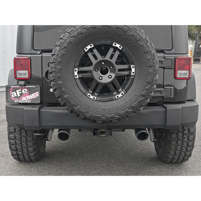 aFe Power Rebel Series 2-1/2 IN 409 Stainless Steel Cat-Back Exhaust System Jeep Wrangler (JK) 07-18 V6-3.6L/3.8L