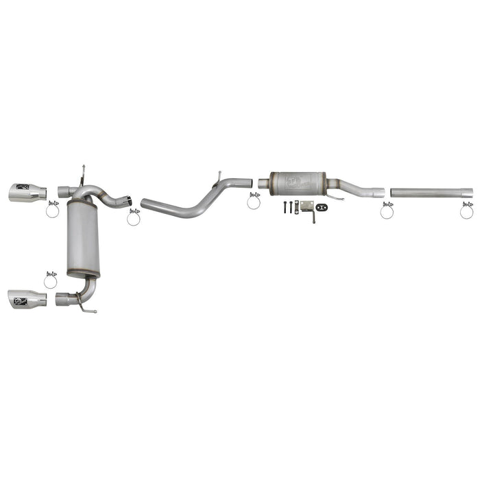 aFe Power Rebel Series 2-1/2 IN 409 Stainless Steel Cat-Back Exhaust System Jeep Wrangler (JK) 07-18 V6-3.6L/3.8L