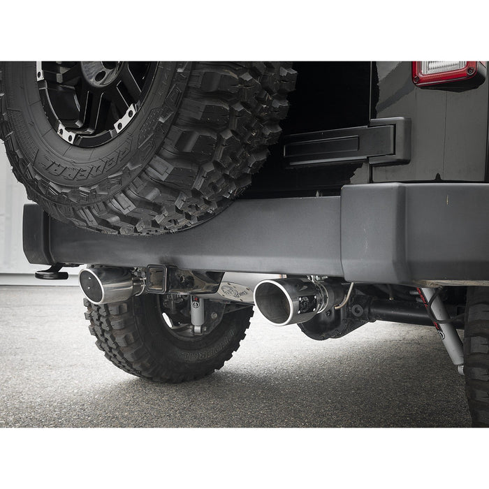 aFe Power Rebel Series 2-1/2 IN 409 Stainless Steel Cat-Back Exhaust System Jeep Wrangler (JK) 07-18 V6-3.6L/3.8L