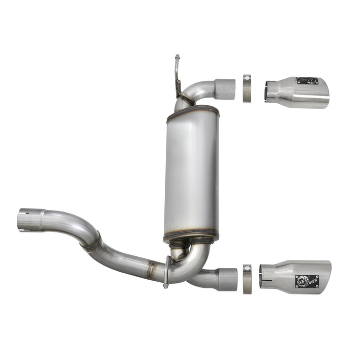 aFe Power Rebel Series 2-1/2 IN 409 Stainless Steel Axle-Back Exhaust System Jeep Wrangler (JL) 18-20 L4-2.0L (t) / V6-3.6L