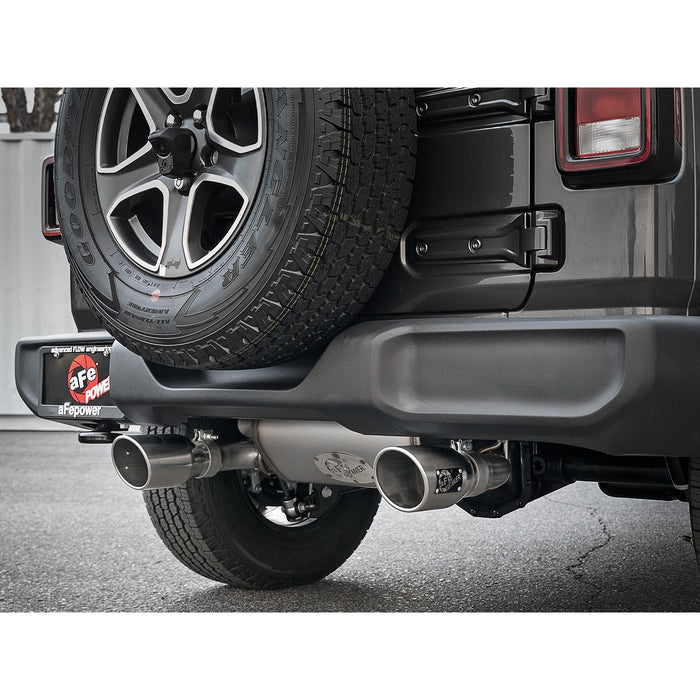 aFe Power Rebel Series 2-1/2 IN 409 Stainless Steel Axle-Back Exhaust System Jeep Wrangler (JL) 18-20 L4-2.0L (t) / V6-3.6L
