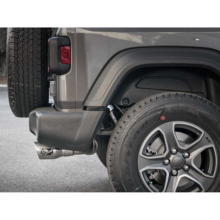 aFe Power Rebel Series 2-1/2 IN 409 Stainless Steel Axle-Back Exhaust System Jeep Wrangler (JL) 18-20 L4-2.0L (t) / V6-3.6L