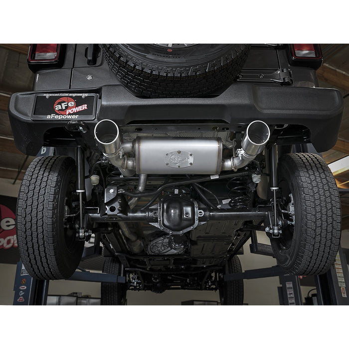 aFe Power Rebel Series 2-1/2 IN 409 Stainless Steel Axle-Back Exhaust System Jeep Wrangler (JL) 18-20 L4-2.0L (t) / V6-3.6L