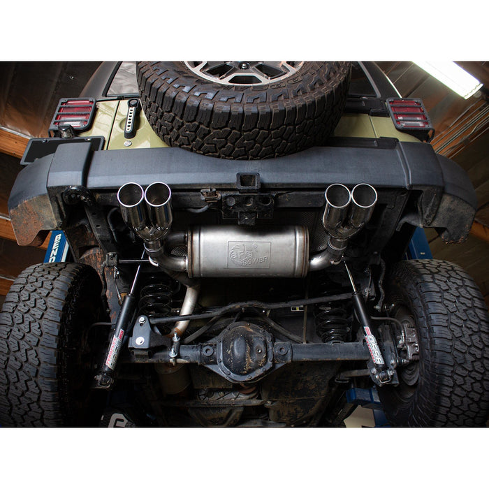aFe Power Rebel Series 2-1/2 IN 409 Stainless Steel Axle-Back Exhaust System Jeep Wrangler (JK) 07-18 V6-3.6/3.8L