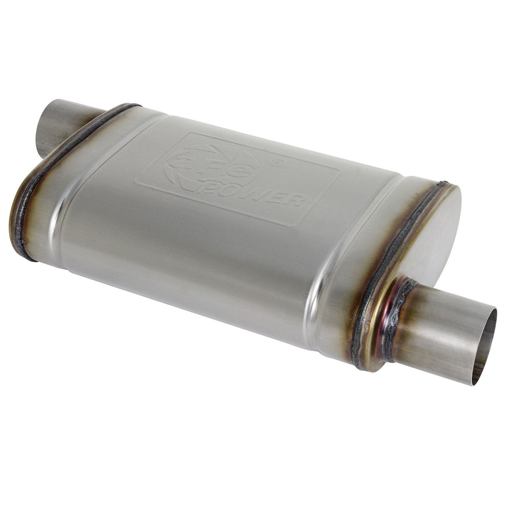 aFe Power Mach Force-Xp 409 Stainless Steel Muffler 2-1/2 IN ID Offset/Offset x 9 IN W x 4 IN H x 14 IN L - Oval Body