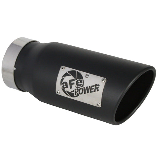 aFe Power Mach Force-Xp 409 Stainless Steel Clamp-on Exhaust Tip Black 4 IN Inlet x 5 IN Outlet x 12 IN L