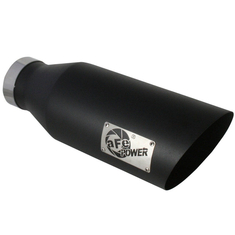 aFe Power Mach Force-Xp 409 Stainless Steel Clamp-on Exhaust Tip Black 4 IN Inlet x 7 IN Outlet x 18 IN L