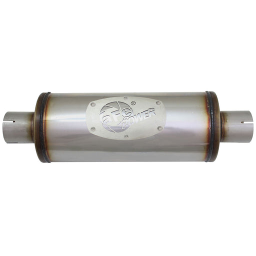 aFe Power Mach Force-Xp 409 Stainless Steel Muffler 2-1/2 IN ID Center/Center x 6 IN Dia. x 14 IN L - Round Body