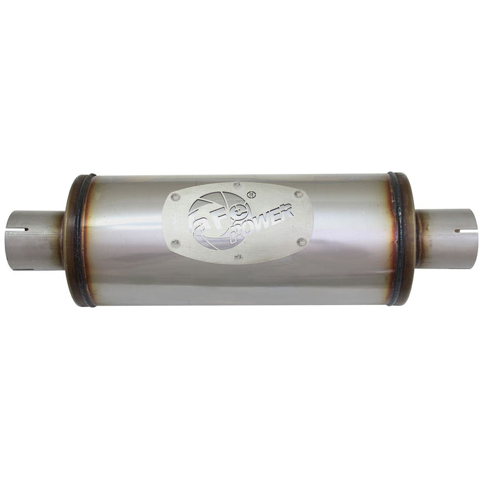 aFe Power Mach Force-Xp 409 Stainless Steel Muffler 2-1/2 IN ID Center/Center x 6 IN Dia. x 14 IN L - Round Body