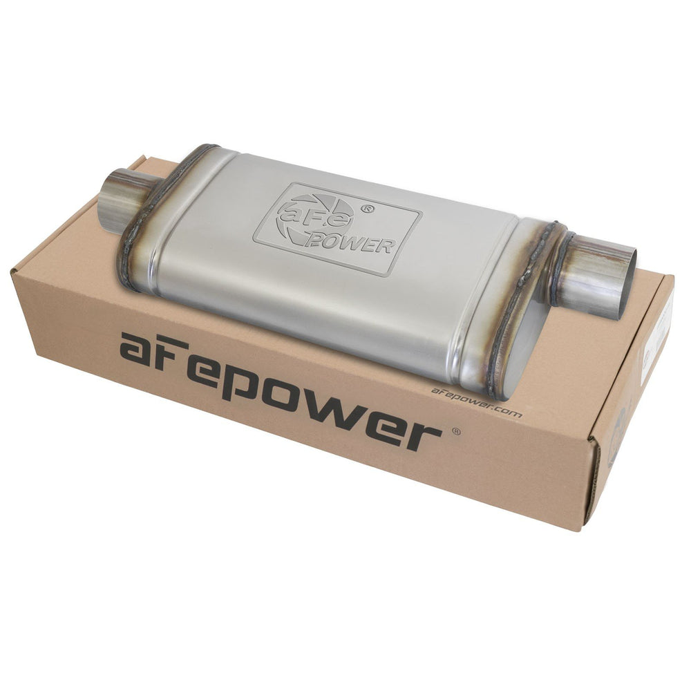 aFe Power Mach Force-Xp 409 Stainless Steel Muffler 3 IN ID Center/Offset x 9 IN W x 4 IN H x 18 IN L- Oval Body