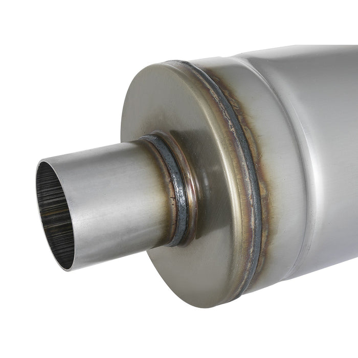 aFe Power Mach Force-Xp 409 Stainless Steel Muffler 2-1/2 IN ID Center/Center 18 IN L x 6 IN Dia - Round Body