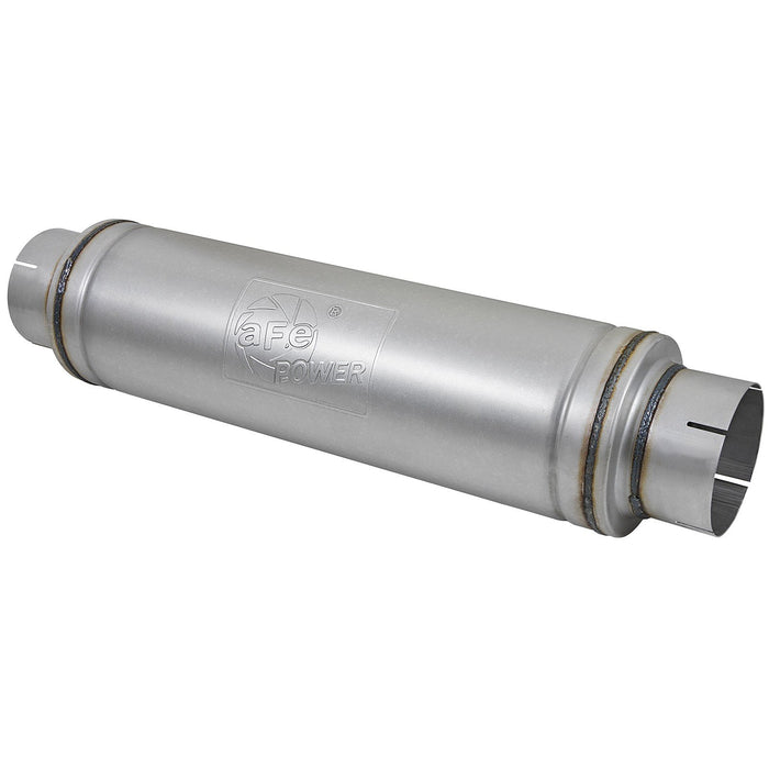 aFe Power Atlas Aluminized Steel Muffler 5 IN ID Center/Center x 7 IN Dia. x 24 IN L - Round Body