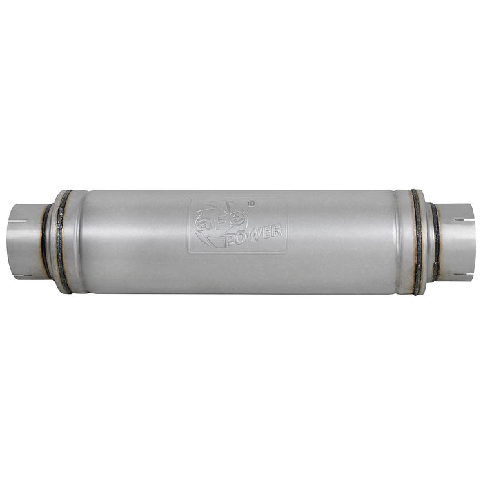 aFe Power Atlas Aluminized Steel Muffler 5 IN ID Center/Center x 7 IN Dia. x 24 IN L - Round Body