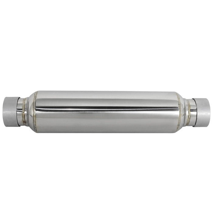 aFe Power Mach Force-Xp 304 Stainless Steel Resonator 2-1/2 IN Inlet/Outlet x 4 IN Dia. x 15 IN Body x 19 IN Overall Length
