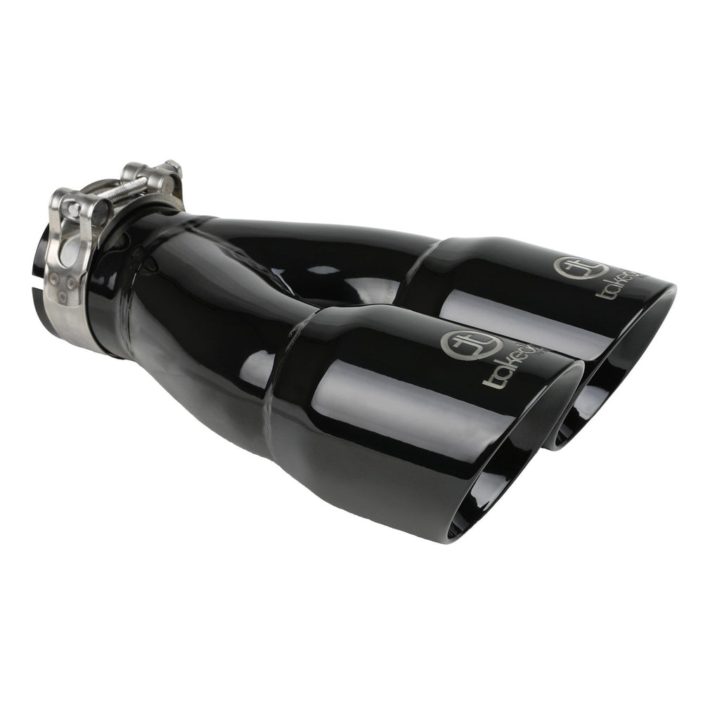 aFe Power Takeda 304 Stainless Steel Clamp-on Exhaust Tip 2-1/2 IN Inlet x 3 IN Dual Outlet x 9-1/2 IN L