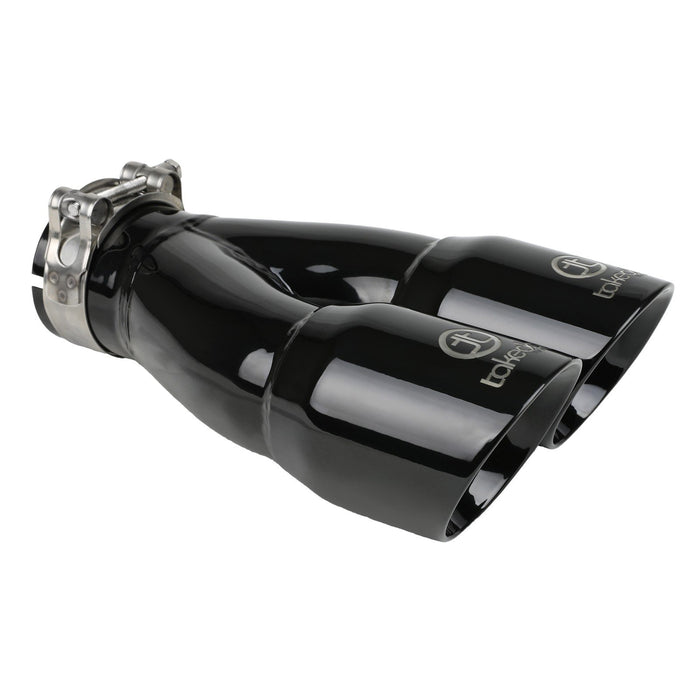 aFe Power Takeda 304 Stainless Steel Clamp-on Exhaust Tip 2-1/2 IN Inlet x 3 IN Dual Outlet x 9-1/2 IN L