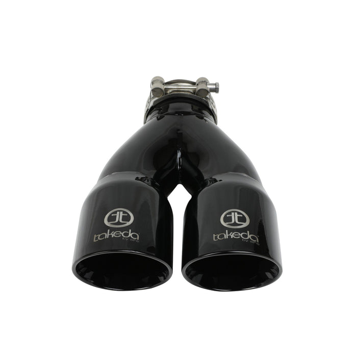 aFe Power Takeda 304 Stainless Steel Clamp-on Exhaust Tip 2-1/2 IN Inlet x 3 IN Dual Outlet x 9-1/2 IN L