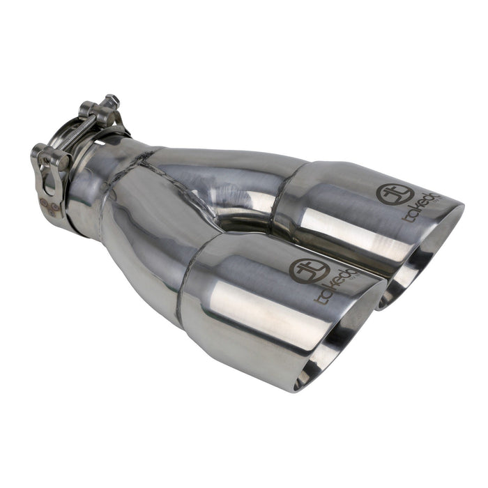 aFe Power Takeda 304 Stainless Steel Clamp-on Exhaust Tip 2-1/2 IN Inlet x 3 IN Dual Outlet x 9-1/2 IN L