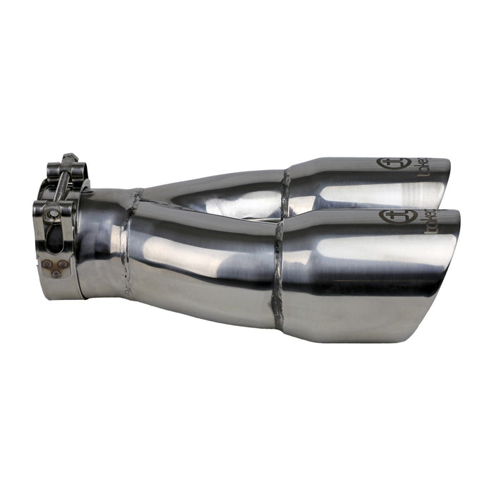 aFe Power Takeda 304 Stainless Steel Clamp-on Exhaust Tip 2-1/2 IN Inlet x 3 IN Dual Outlet x 9-1/2 IN L