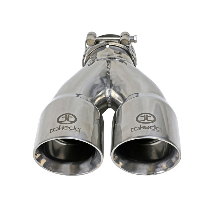 aFe Power Takeda 304 Stainless Steel Clamp-on Exhaust Tip 2-1/2 IN Inlet x 3 IN Dual Outlet x 9-1/2 IN L
