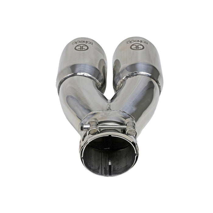 aFe Power Takeda 304 Stainless Steel Clamp-on Exhaust Tip 2-1/2 IN Inlet x 3 IN Dual Outlet x 9-1/2 IN L