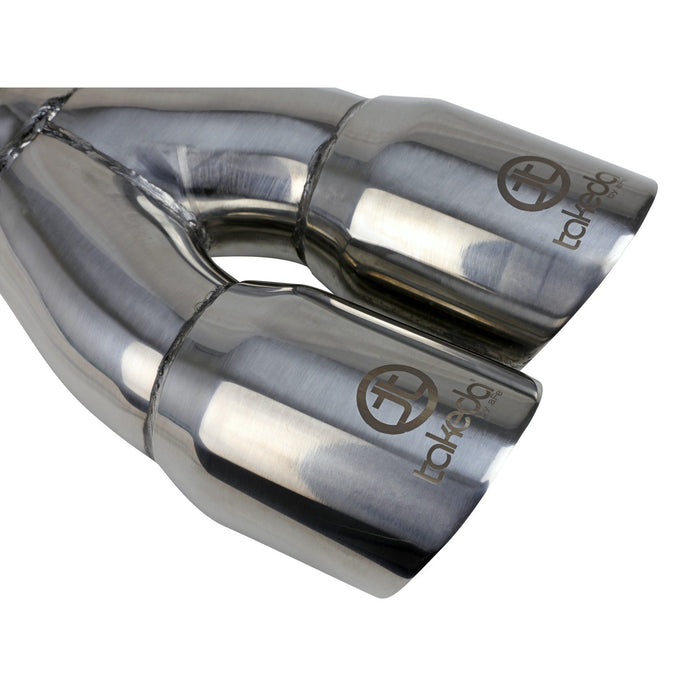 aFe Power Takeda 304 Stainless Steel Clamp-on Exhaust Tip 2-1/2 IN Inlet x 3 IN Dual Outlet x 9-1/2 IN L