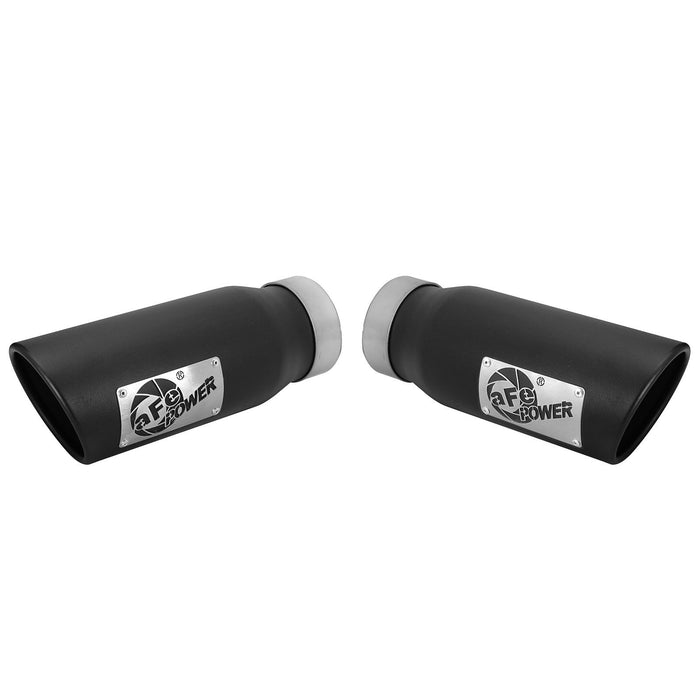aFe Power Mach Force-Xp 409 Stainless Steel Clamp-on Exhaust Tip Black 3-1/2 IN Inlet x 4-1/2 IN Outlet x 12 IN L