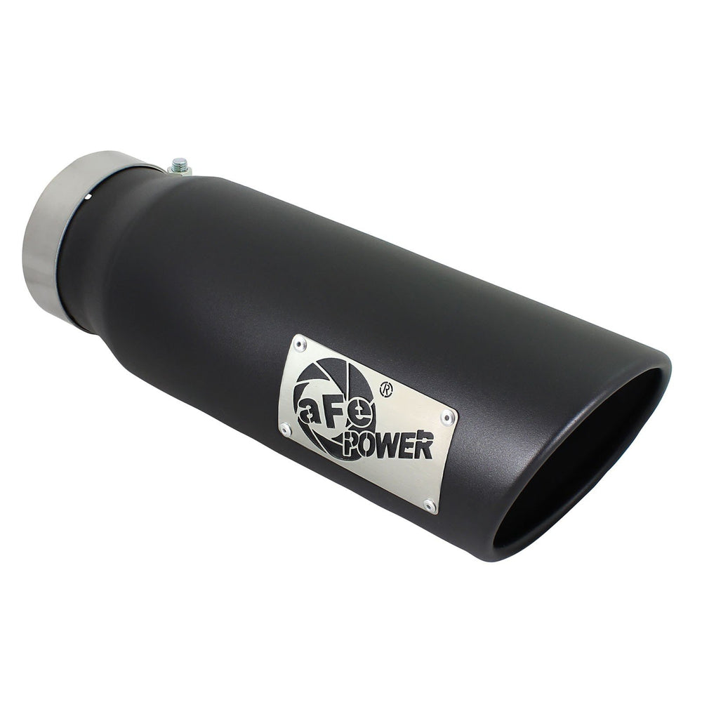 aFe Power Mach Force-Xp 409 Stainless Steel Clamp-on Exhaust Tip Black 4 IN Inlet x 5 IN Outlet x 12 IN L