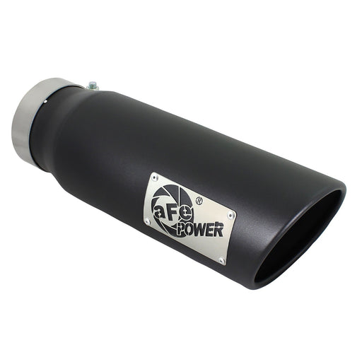 aFe Power Mach Force-Xp 409 Stainless Steel Clamp-on Exhaust Tip Black 4 IN Inlet x 5 IN Outlet x 12 IN L