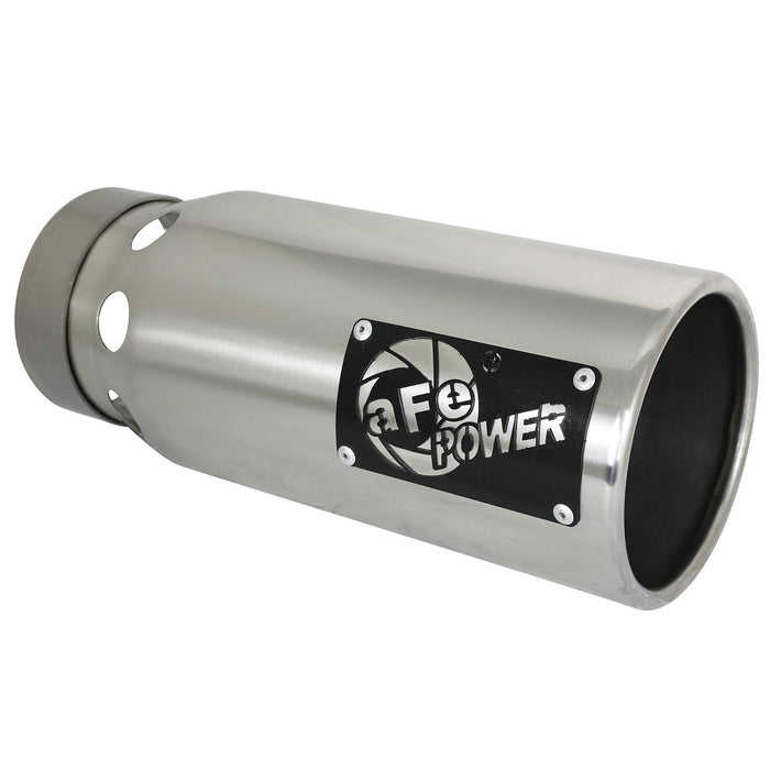 aFe Power Saturn 4S 409 Stainless Steel Clamp-on Exhaust Tip Right Side Exit 4 IN Inlet x 5 IN Outlet x 12 IN L