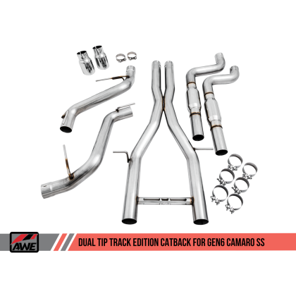AWE Tuning 16-19 Chevy Camaro SS Non-Resonated Cat-Back Exhaust - Track Edition (Chrome Silver Tips)