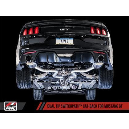AWE Tuning S550 Mustang GT Cat-back Exhaust - SwitchPath - GT350 Valance (Chrome Silver Tips)