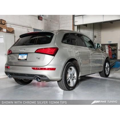 AWE Tuning Audi 8R Q5 3.2L Non-Resonated Exhaust System (Downpipe-Back) - Polished Silver Tips