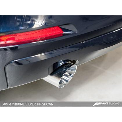 AWE Tuning BMW F30 320i Touring Exhaust &amp; Performance Mid Pipe - Chrome Silver Tip (90mm)